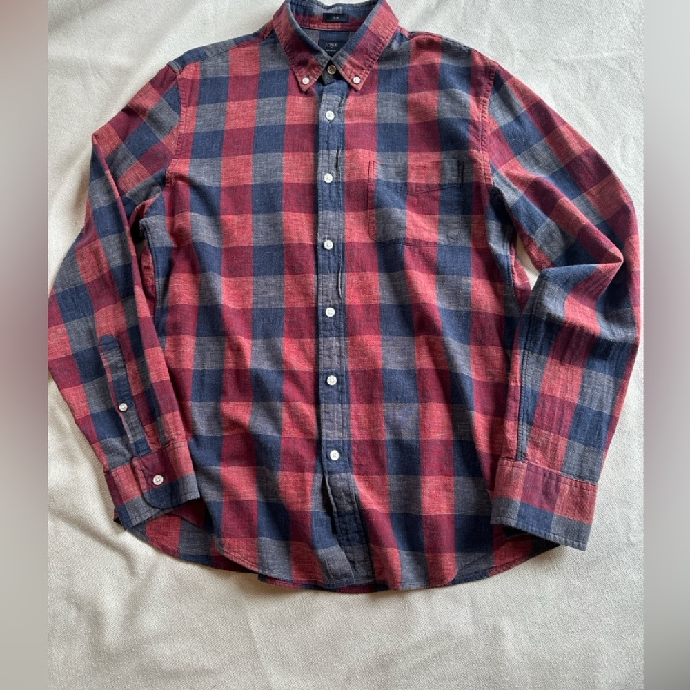 JCREW Men’s Plaid Twill ‘Homespun’ Button Up
Long Sleeve Shirt | Men’s L